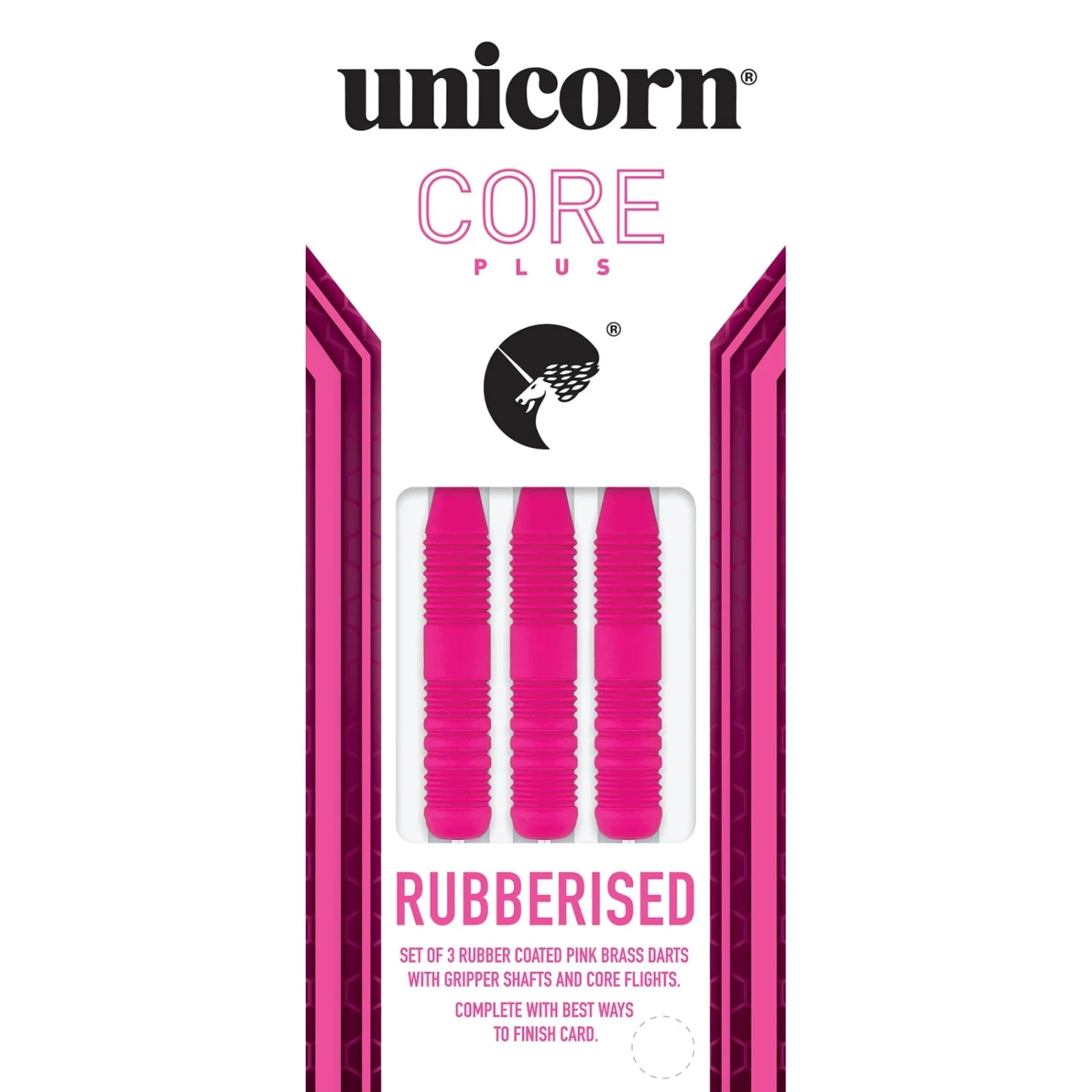 Unicorn Unicorn Core Plus Rubberised Pink 24g Darts 2 Unicorn Unicorn Core Plus Rubberised Pink 24g Darts - Image 2
