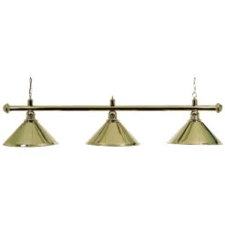 CueCraft Brass Light Bar With Three Brass Lampshades