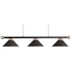 Peradon Brushed Steel And Black Light Bar With Three Matt Black Shades