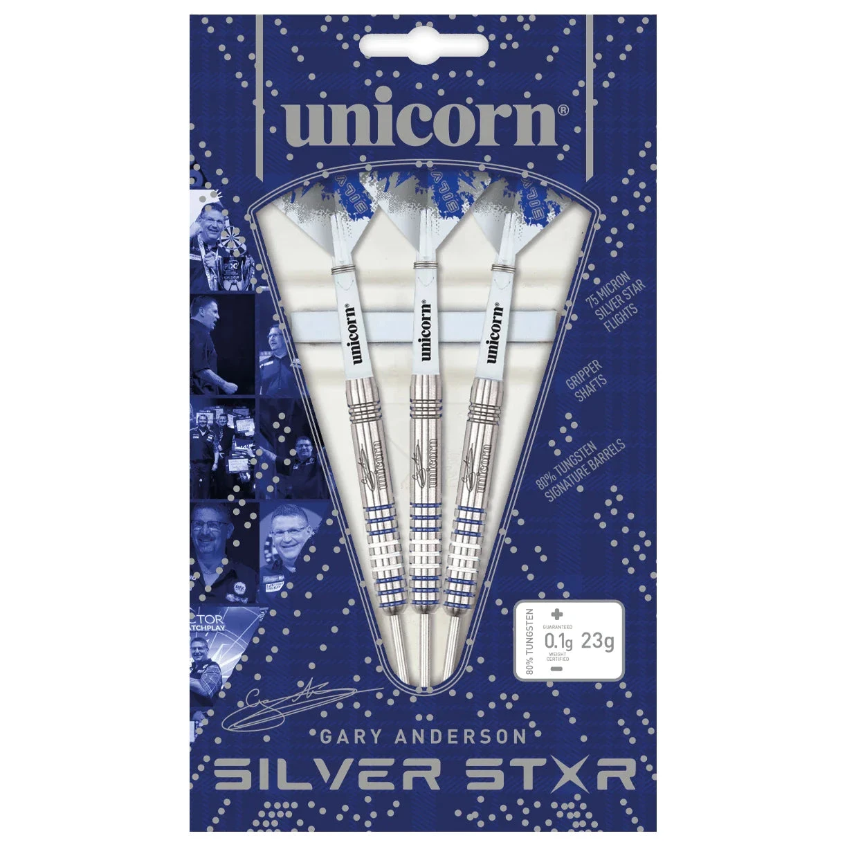 Unicorn Unicorn Gary Anderson Silver Star GA1 25g Darts 2 Unicorn Unicorn Gary Anderson Silver Star GA1 25g Darts - Image 2