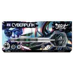 Shot Shot AI Cyberpunk Steel Tip Dart Set 90% Tungsten Barrels 23g 9 Shot Shot AI Cyberpunk Steel Tip Dart Set 90% Tungsten Barrels 23g -SNOOKER - POOL Store CYBST Pack Outer 358c4989 642b 4045 a5b3 61fffb86848b