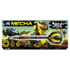 Shot Shot AI Mecha Steel Tip Dart Set 90% Tungsten Barrels 25g 9 Shot Shot AI Mecha Steel Tip Dart Set 90% Tungsten Barrels 25g -SNOOKER - POOL Store MECST Pack Outer