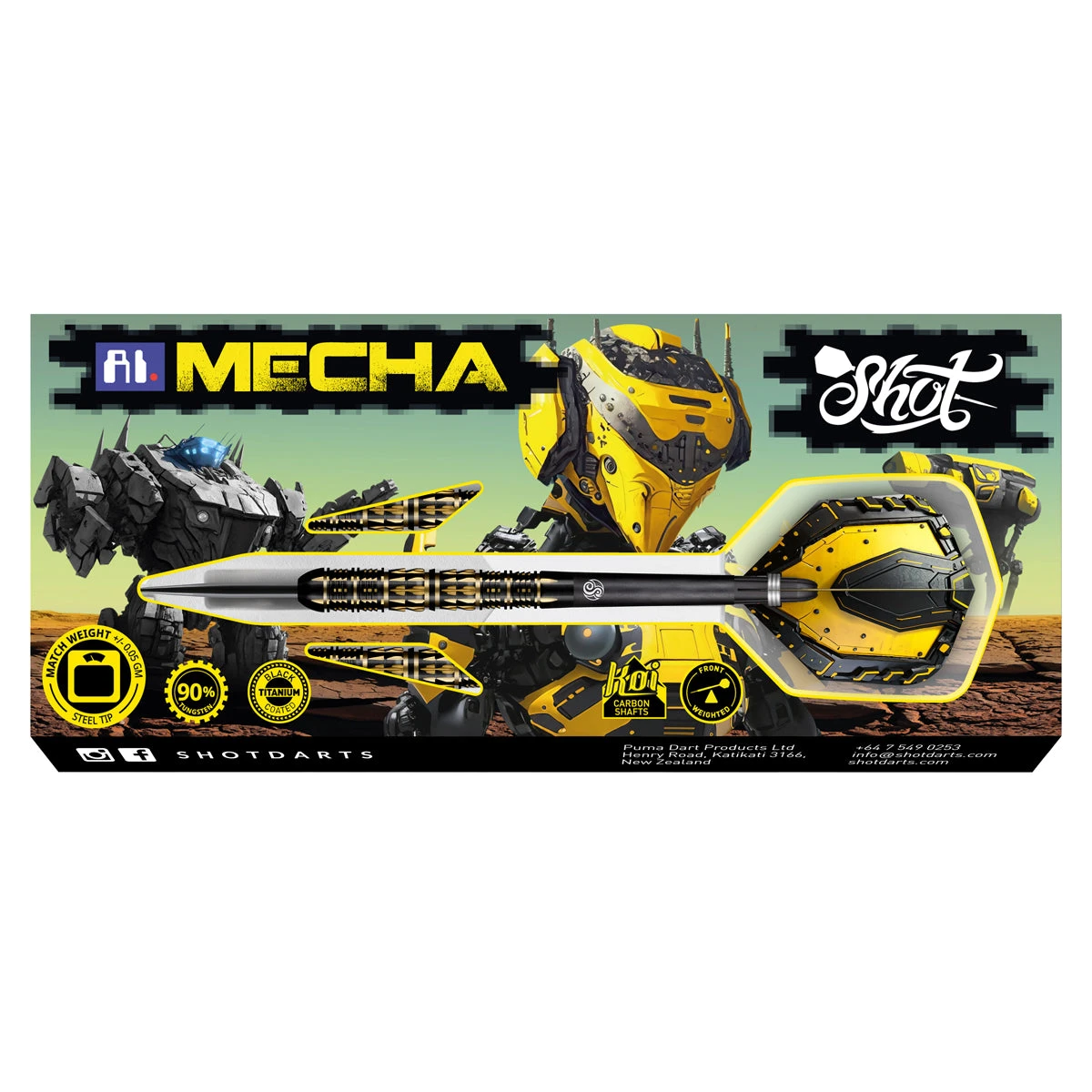 Shot Shot AI Mecha Steel Tip Dart Set 90% Tungsten Barrels 25g 5 Shot Shot AI Mecha Steel Tip Dart Set 90% Tungsten Barrels 25g - Image 5