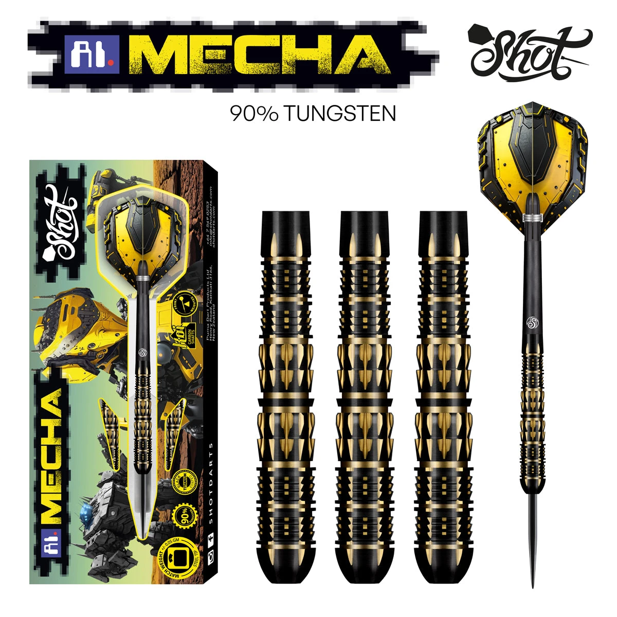Shot Shot AI Mecha Steel Tip Dart Set 90% Tungsten Barrels 25g 2 Shot Shot AI Mecha Steel Tip Dart Set 90% Tungsten Barrels 25g - Image 2