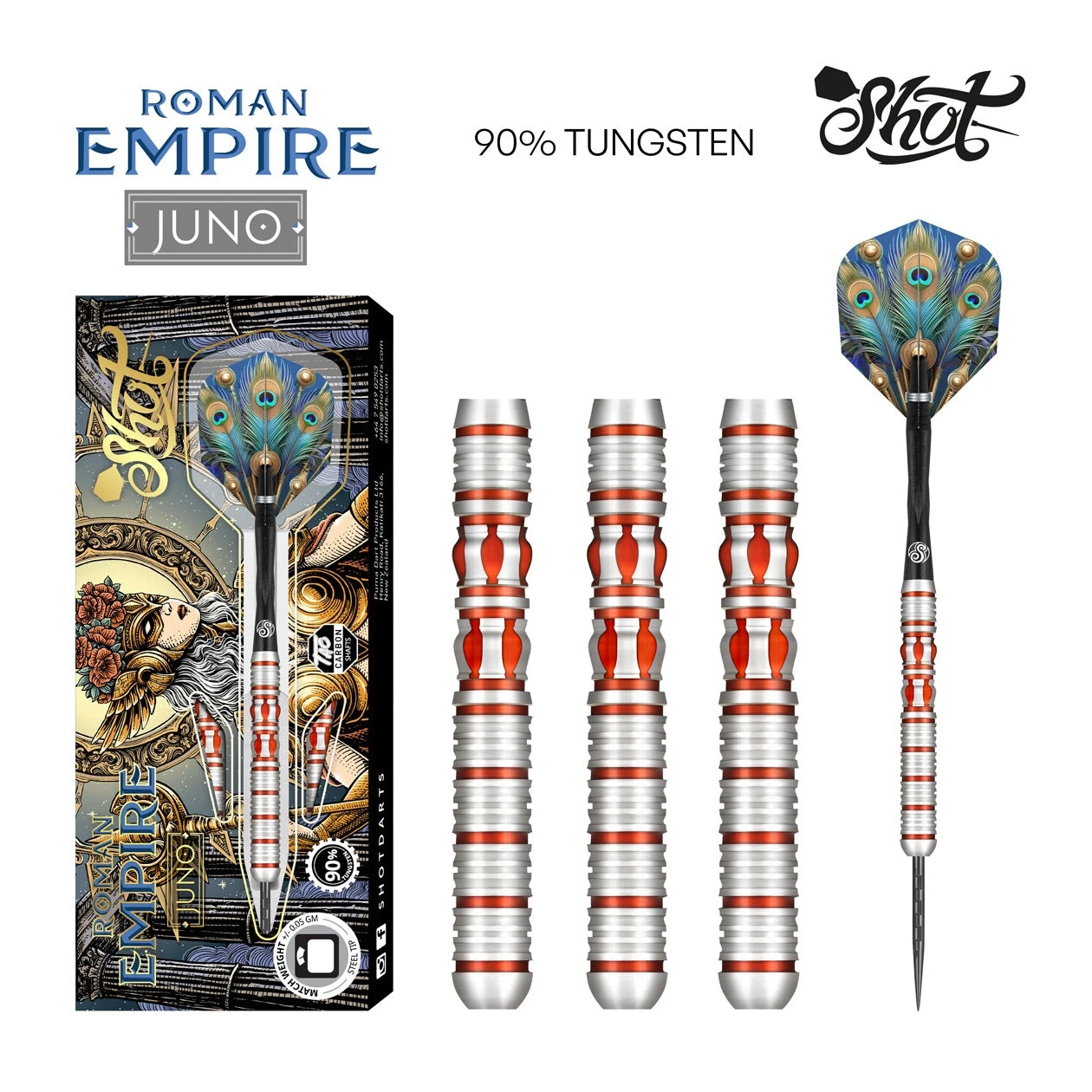 Shot Shot Roman Empire Juno Steel Tip Dart Set – 90% Tungsten Barrels 23g 4 Shot Shot Roman Empire Juno Steel Tip Dart Set – 90% Tungsten Barrels 23g - Image 4