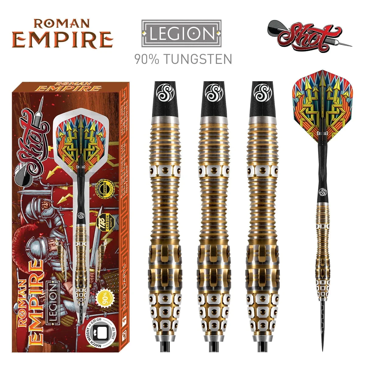 Shot Shot Roman Empire Legion 24g 90% Tungsten Steel Tip Darts 2 Shot Shot Roman Empire Legion 24g 90% Tungsten Steel Tip Darts - Image 2
