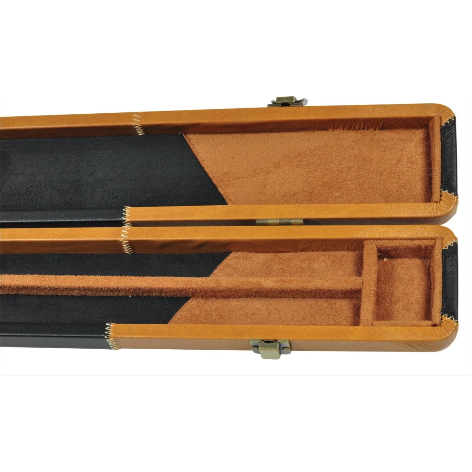 Peradon Peradon Leather Look Black Brown Patchwork ¾ Cue Case 2 Peradon Peradon Leather Look Black Brown Patchwork ¾ Cue Case - Image 2