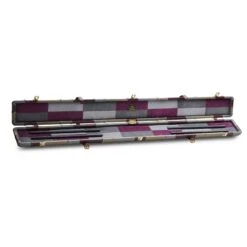 Peradon Peradon Leather Burgundy Grey Block Style Snooker Cue Case For 3/4 Jointed Cues -SNOOKER - POOL Store S2696 BURGRY BLO OPEN scaled 1