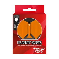 Shot Shot Flight Deck - One Piece Dart Flight And Shaft System Orange 7 Shot Shot Flight Deck - One Piece Dart Flight And Shaft System Orange -SNOOKER - POOL Store SF5447 Flight Deck Product Pack Orange Flight Front