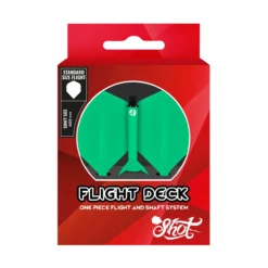 Shot Shot Flight Deck - One Piece Dart Flight And Shaft System Green -SNOOKER - POOL Store SF5449 Flight Deck Product Pack Green Flight Front