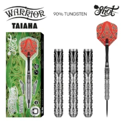 Shot Shot Warrior Taiaha Steel Tip Dart Set - 90% Tungsten Barrels 28g -SNOOKER - POOL Store WIST Warrior Taiaha ST Full Set