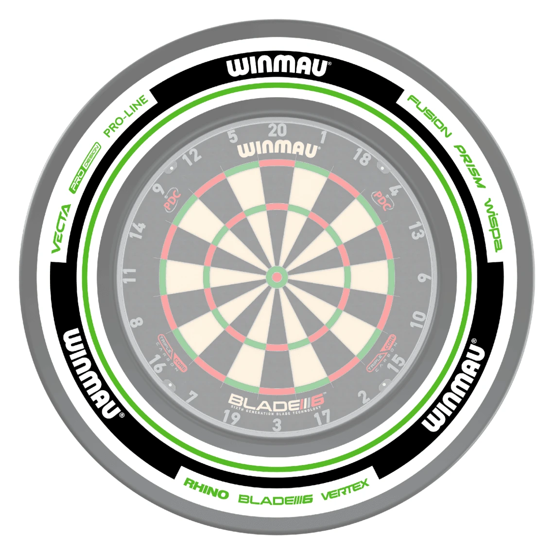 Winmau Winmau Advance White/Green Dartboard Surround 2 Winmau Winmau Advance White/Green Dartboard Surround - Image 2